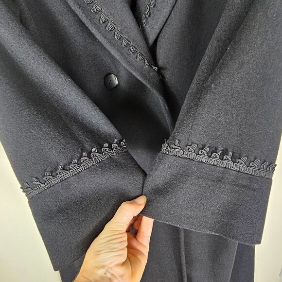 VTG 60s Holly Deb Double Breasted Embroidered Wool Coat XL Formal Quiet Luxury - Picture 12 of 14